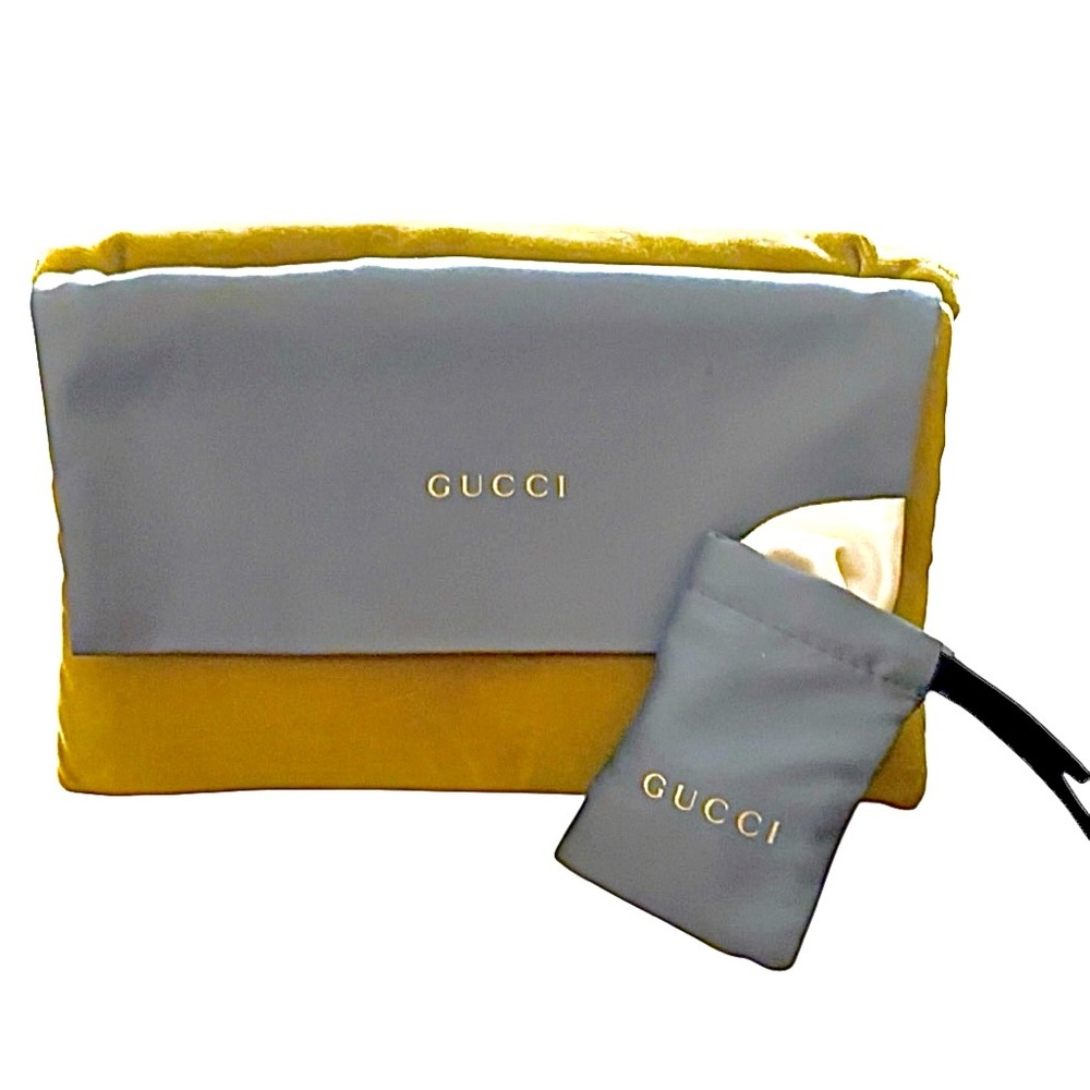 Authentic Gucci Limited Edition Yellow Velvet/ Blue Silk Pillow Sunglass Case